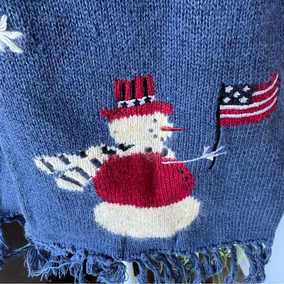 Blue Winter Scarf with Patriotic Snowman by Christopher & Banks USA warm cozy - Picture 2 of 4
